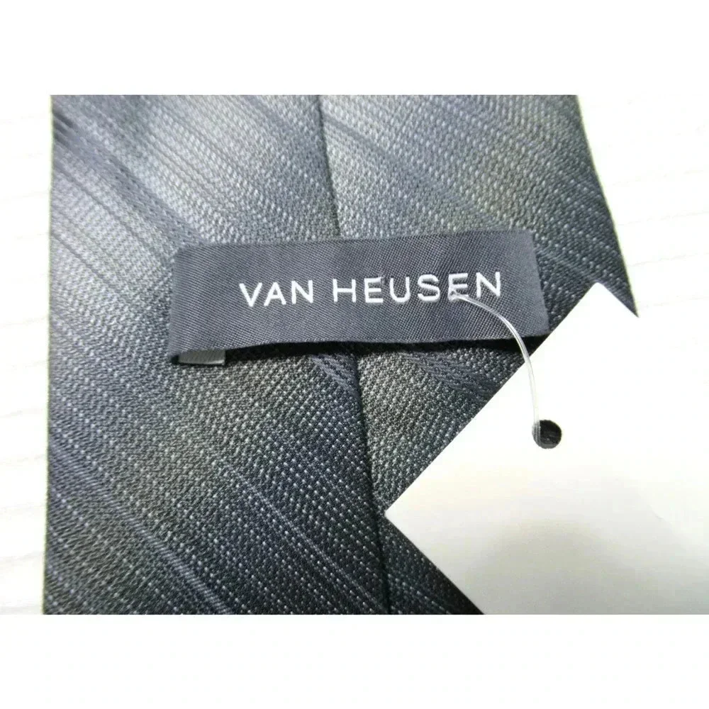VAN HEUSEN Men's Necktie Gray Diagonal Stripe Extra Long ~ NEW with Tags